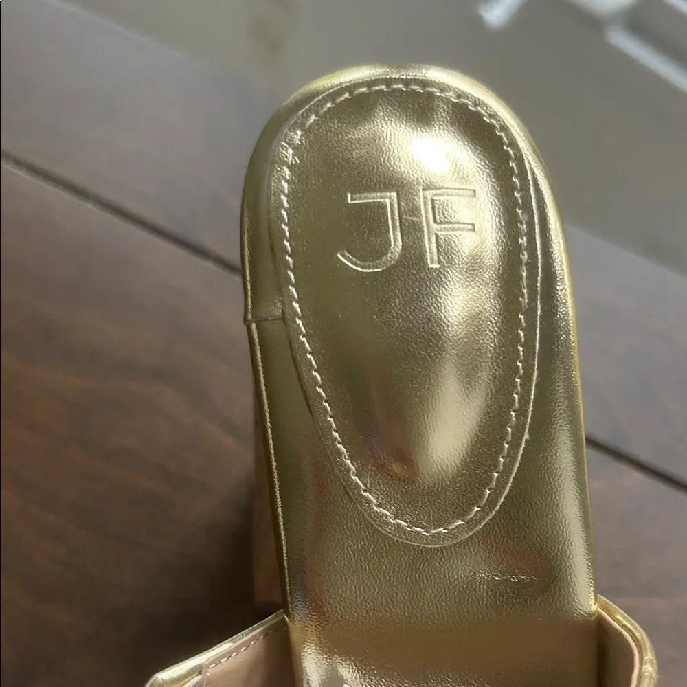 JustFab Gold Platform Block Heels